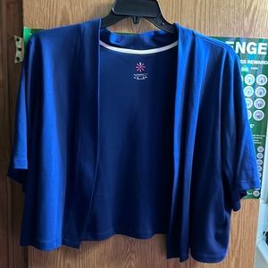 Isaac mizrahi Pima cotton cropped topper 3X blue